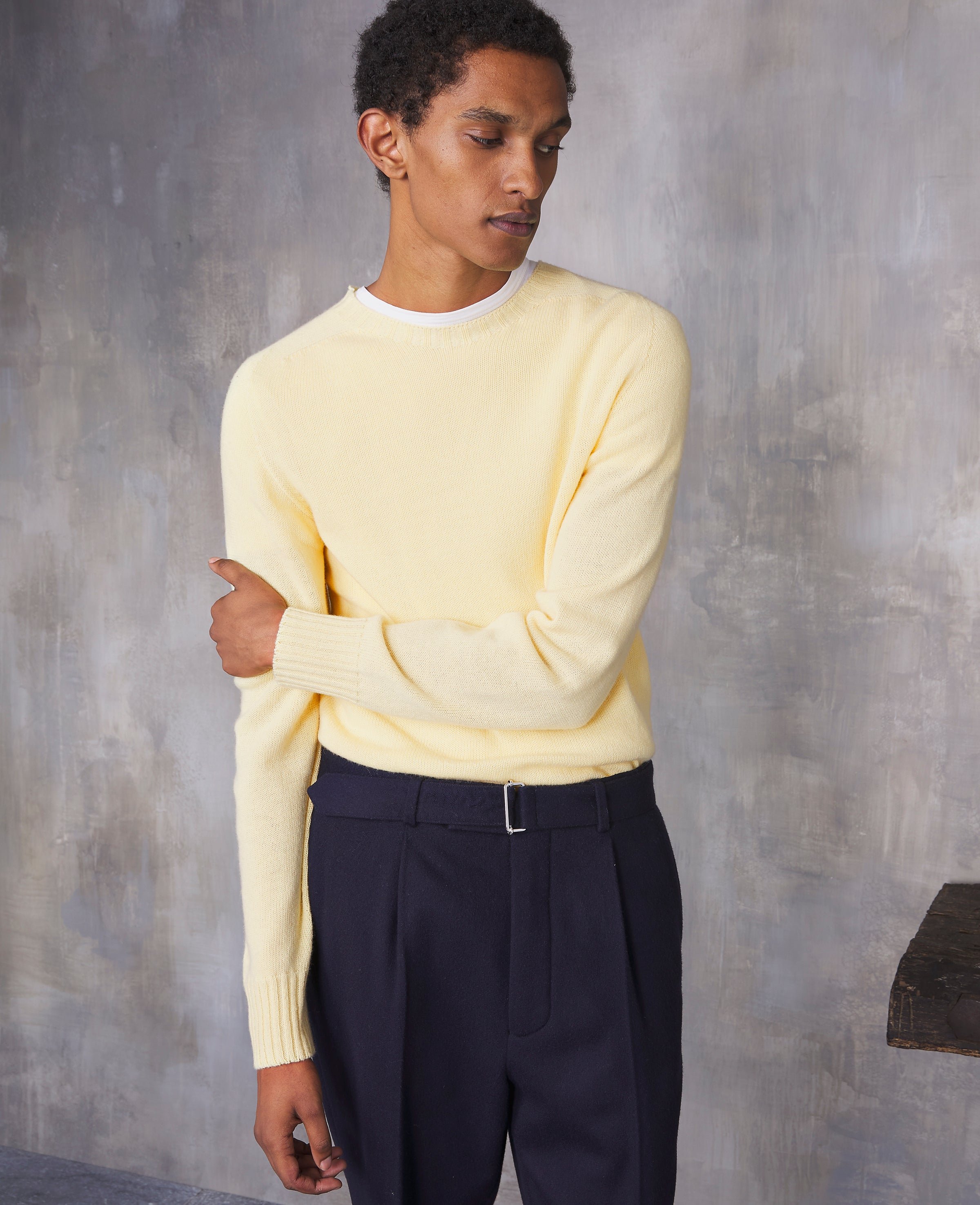 Mens yellow v hot sale neck jumper