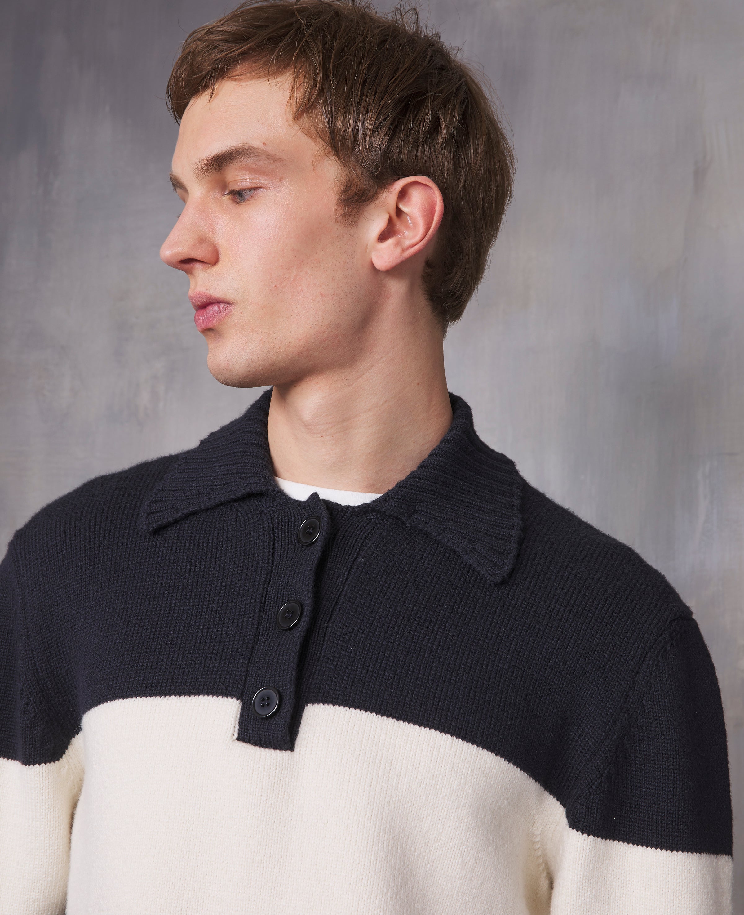 Italian merino sale wool polo sweater